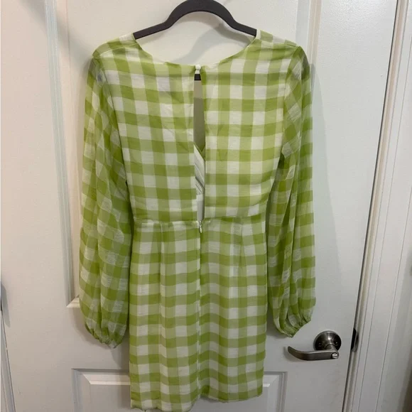 Princess Polly Green Checkered Wrap Dress - Picture 3 of 4